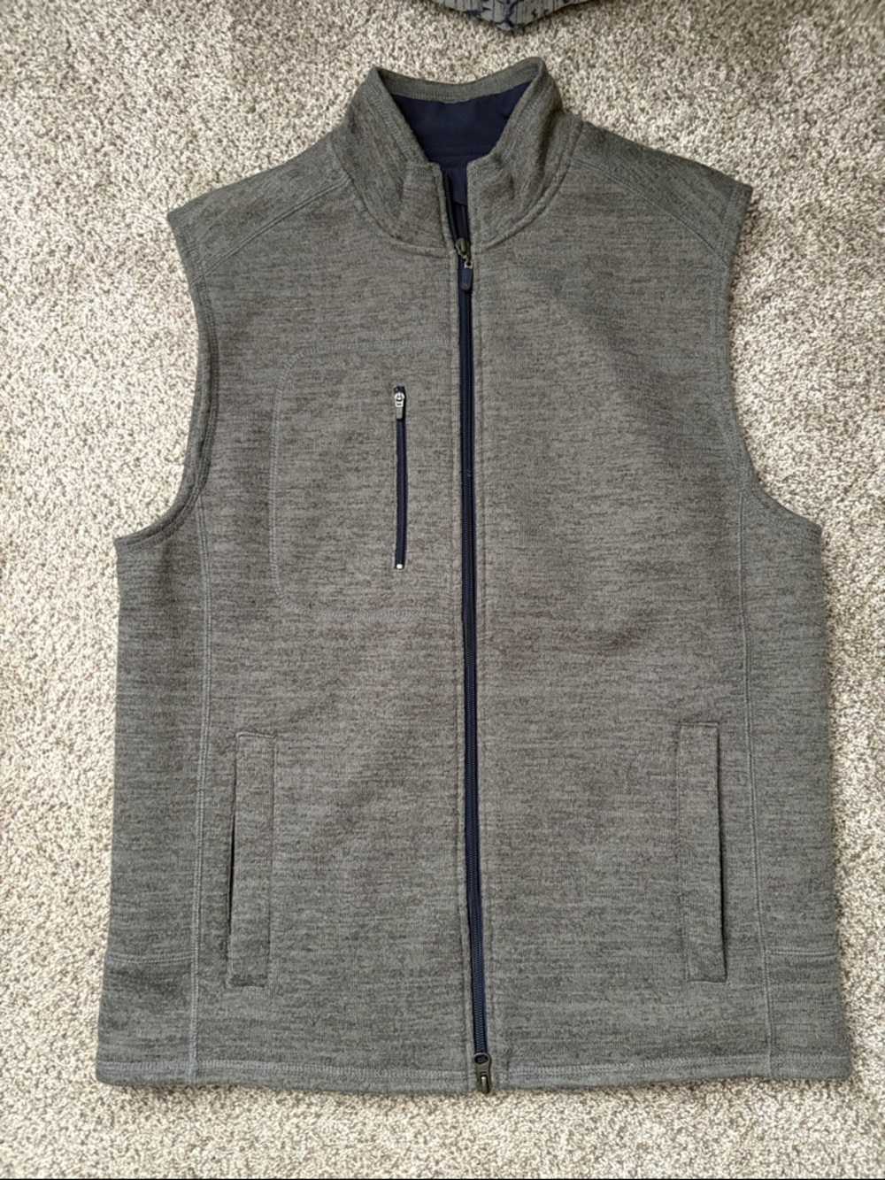 Johnnie-O Men's Grey Zip-Front Fleece Vest
